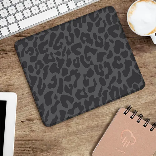 Vista 2 de Seorsok Alfombrilla de mouse de leopardo negro, alfombrilla cuadrada impermeable para mouse, base de goma antideslizante, para computadora portátil