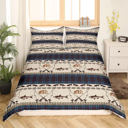 Vista 42 de Juego de funda de edredón de oso para niños, juego de ropa de cama de animales salvajes para niños, naturaleza, vida silvestre, oso, pájaro, juego