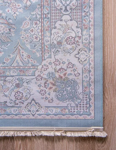 Vista 9 de Unique Loom Narenj Collection - Alfombra clásica de diseño repetido con textura tradicional, rectangular, 3 x 5 pies y 1 pulgada, azul/beige