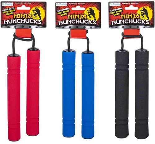 Vista 6 de ArtCreativity Nunchucks de juguete de espuma para niños en varios colores (juego de 3) juguetes de entrenamiento con asas suaves, el mejor regalo