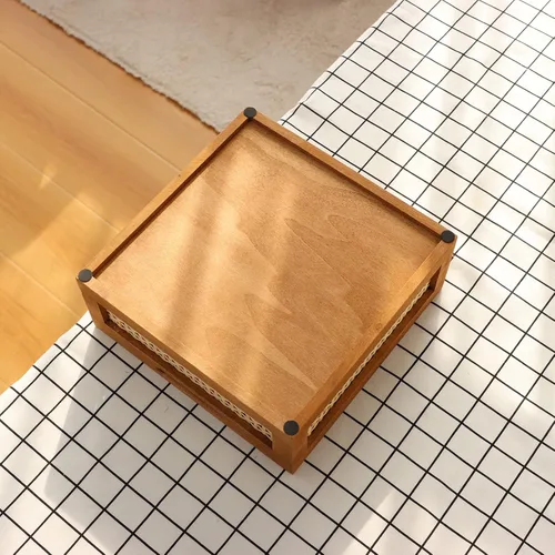 Vista 5 de YAHUAN Cesta de madera tejida de madera para almacenamiento, cesta de bambú con asas integradas para despensa de cocina, gabinete, oficina