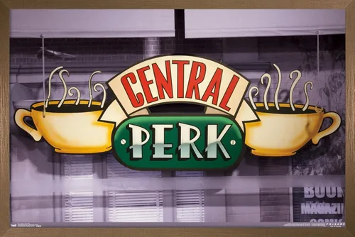 Vista 17 de Trends International Friends - Póster de pared de Central Perk, 14.725 x 22.375 pulgadas, versión enmarcada de madera de granero
