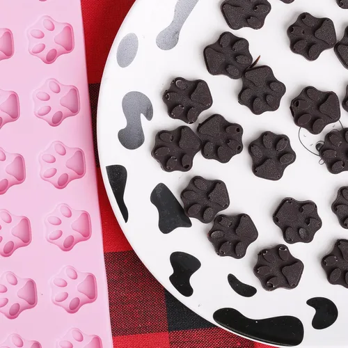 Vista 3 de Mini Moldes de Silicona con Huellas de Patas, 69 Cavidades de Grado Alimenticio Molde de Huellas de Patas para Chocolate, Dulces, Gelatina, Gomitas