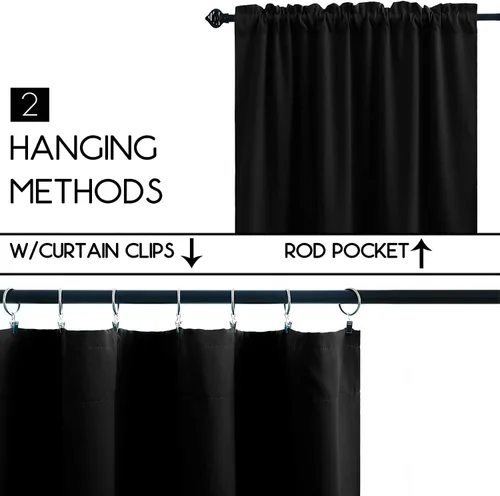 Vista 3 de Pickluc Cortinas opacas con cenefa de 18 pulgadas de largo, cortinas cortas con bolsillo para barra para ventana de cocina, baño, sala de estar