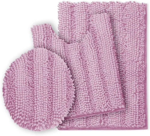 Vista 20 de Clara Clark Tapetes para baño de felpilla, tapetes de baño de felpa ultra suaves, lavables a máquina, con parte trasera antideslizante, 44 x 26 Negro