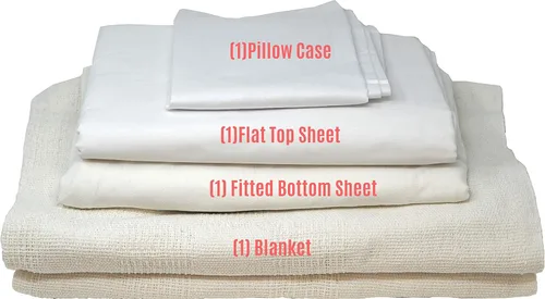 Vista 3 de Careoutfit Ropa de cama de hospital todo en uno en una bolsa, sábana superior, sábana inferior, funda de almohada y manta, color blanco premium