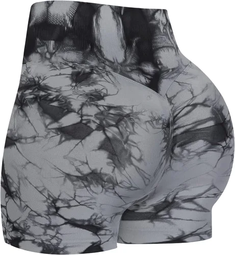 Vista 21 de ATHVOTAR Pantalones cortos de gimnasio para entrenamiento para mujeres, cintura alta sin costuras que levantan y fruncen los glúteos, pantalones