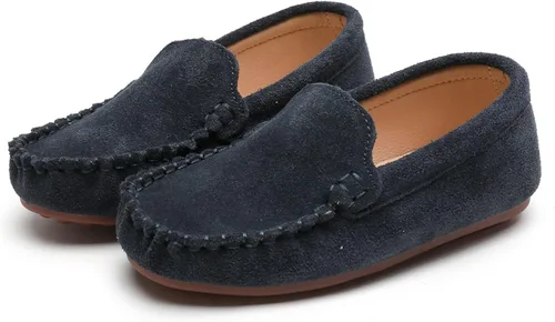 Vista 7 de DADAWEN Mocasines de piel de ante suave para niños y niñas pequeños, zapatos de vestir planos para barco, para boda, iglesia, zapatos Oxford