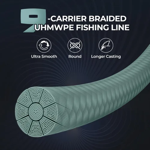 Vista 3 de KastKing Hammer Alpha 9 UHMWPE - Línea de pesca trenzada, fabricada en los Estados Unidos, fuerte y suave, redonda, 9 portadores, línea de pesca