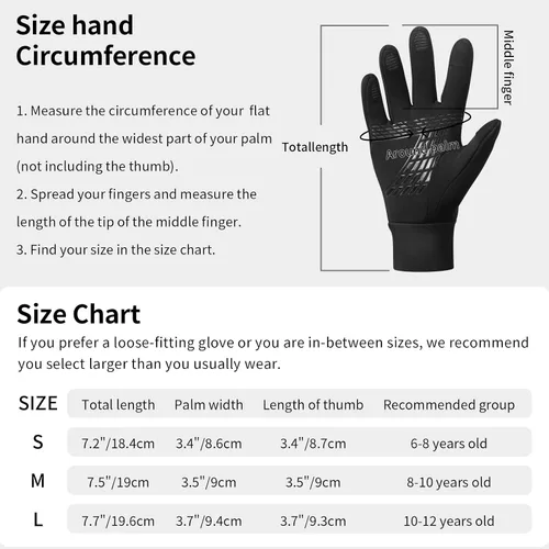 Vista 6 de Arcweg Guantes deportivos cálidos de invierno para niños, pantalla táctil, antideslizantes, para clima frío, para correr, montaña, nieve, esquí