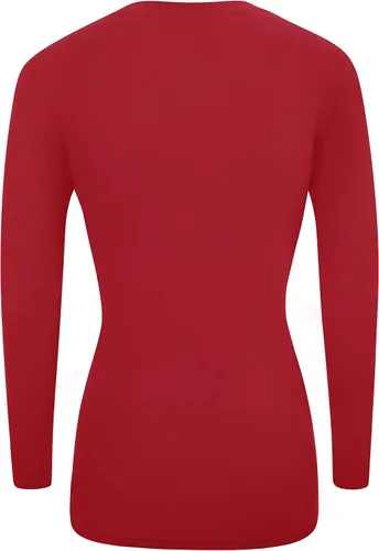 Vista 2 de Natural Uniforms Camiseta de manga larga con cuello en V para mujer