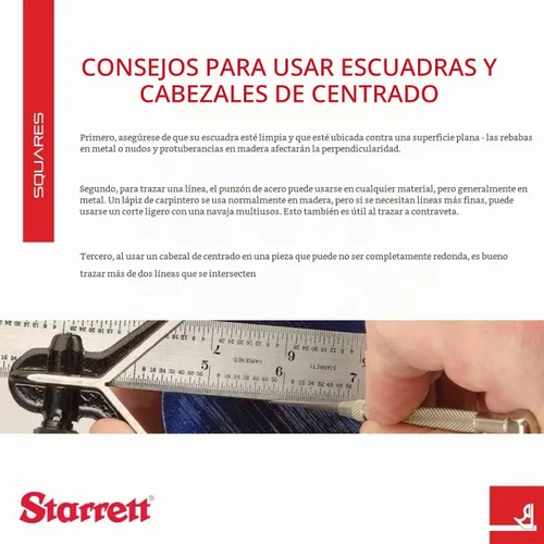 Vista 4 de Starrett Cuadrado combinado de acero con cabeza cuadrada, longitud de hoja