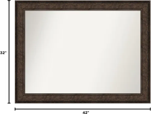 Vista 1083 de Amanti Art Espejo de pared personalizado no biselado (25 x 25 pulgadas), marco de bronce acentuado, varios tamaños personalizados, espejo de baño