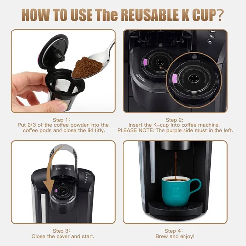 Vista 11 de K Cups reutilizables para K-eurig, paquete de 8 K Cups de cápsulas de café reutilizables, K Cup reutilizable universal para K-eurig 1.0 y 2.0