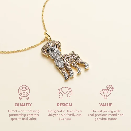 Vista 4 de SCAMPER & CO Dog Breed Pendant Necklace for Women and Girls - Genuine Gemstone and Cubic Zirconia Puppy Charm, Premium Sterling Silver Jewelry Gift