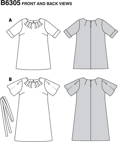 Vista 3 de Burda Patrón de costura estilo 6305 - Top y vestido para mujer, A (20-22-24-26-28-30-32-34)