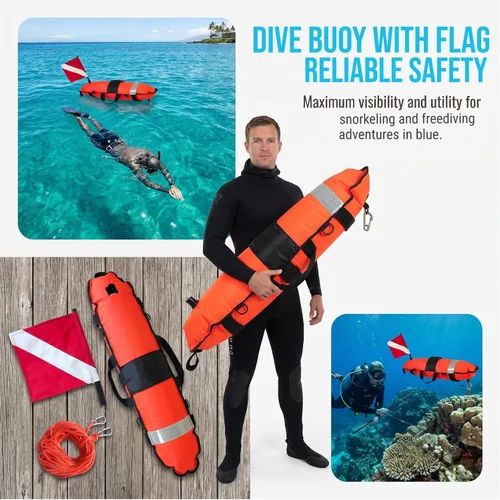 Vista 3 de Marcador de superficie de buceo flotador, boya de buceo, bandera de buceo, equipo de bandera para buceo
