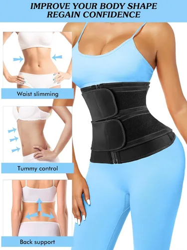 Vista 4 de Atbuty Entrenadores de cintura de torso corto para mujer, corsé debajo del busto, de látex, faja deportiva de reloj de arena