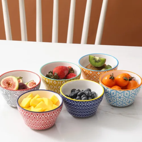 Vista 4 de Selamica Vasos de cerámica para caldo de 8 onzas, cuencos pequeños de 4 pulgadas, cuencos de postre para salsa de sopa, tazas de café, aptas