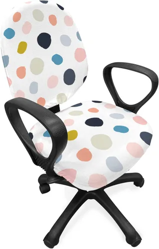 Vista 51 de Lunarable Funda para silla de oficina tribal, diseño azteca, nativo americano, geométrico, simbolismo étnico con espirales de triángulos, elástico