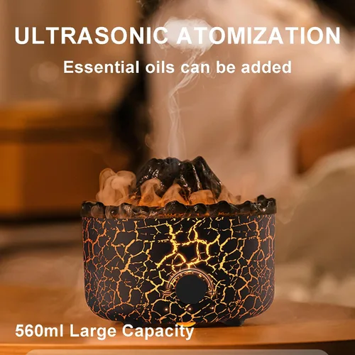 Vista 5 de YALEDI Difusor de Aceites Esenciales de Aromaterapia, Difusor/Humidificador Ultrasónico de Neblina Fría de 560ml con 2 Modos de Neblina de Llama