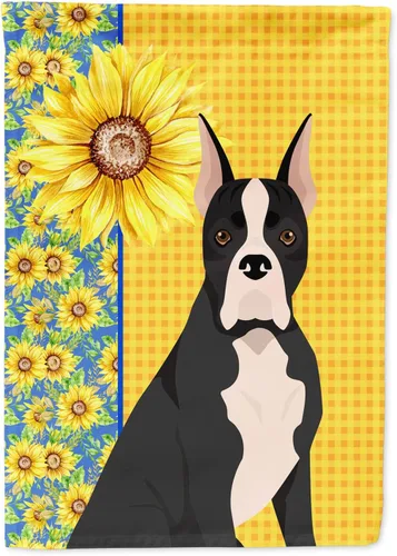 Vista 297 de Caroline's Treasures WDK5313GF Bandera de jardín con diseño de girasoles de verano, color negro y tostado, Airedale Terrier para buzón, bandera