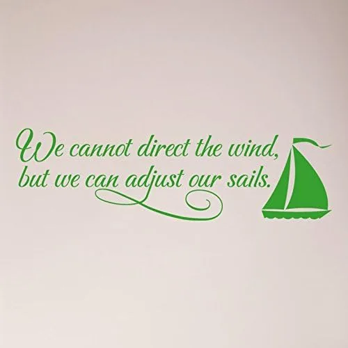 Vista 11 de 36"x12" We Cannot Direct The Wind, But We Can Adjust Our Sails. Adhesivo de pared con texto en inglés "We Cannot Direct The Wind, But We Can Adjust