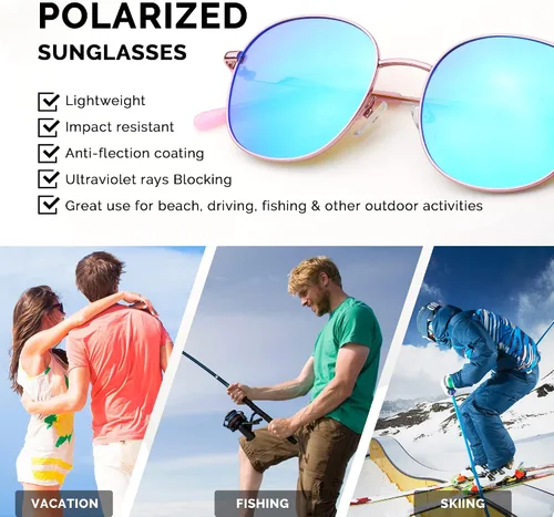 Vista 4 de JOO'RTI Polarized Sunglasses Retro SunGlasses UV Protection for MenWomen