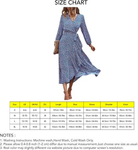 Vista 3 de GOTOTOP Women Round Neck Dress Casual Ruffle Sleeve Dress A Line ShortLong Dress for Ladies Party