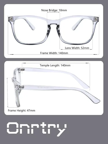 Vista 6 de Onrtry Gafas sin receta para hombres y mujeres, lentes transparentes cuadradas