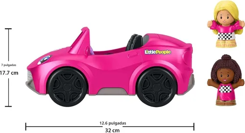 Vista 5 de Fisher-Price Little People - Juego de juguete de coche convertible de Barbie para niños pequeños con sonidos de música y 2 figuras para juego