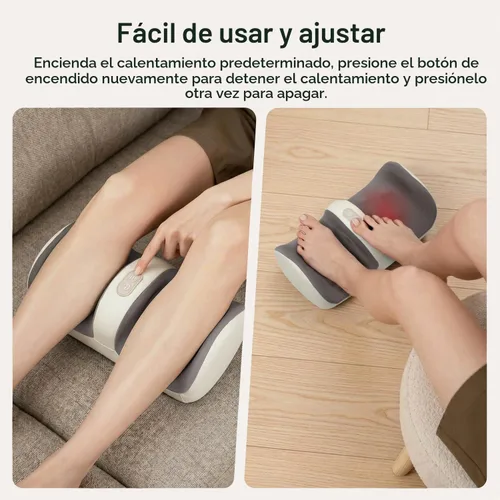 Vista 7 de Nekteck Masajeador de pies con calor y rodillo de pies Shiatsu, intensidad ajustable y masaje de pantorrillas para pies doloridos, neuropatía y Beige
