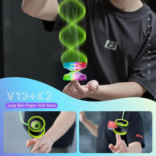 Vista 3 de MAGICYOYO Yoyo Sensible para Niños de 8 a 12 años, Paquete de 2 Yoyos, Truco Profesional de Girar con Dedo para Avanzados, Yoyo de Metal de Doble