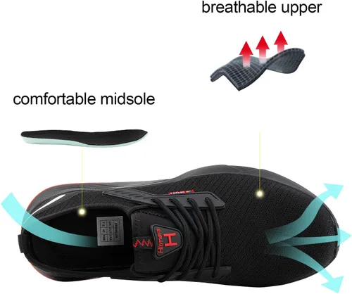 Vista 7 de Hitmars Steel Toe Shoes Mens Womens Safety Shoes Steel Toe Cap Safety Trainers Non Slip Lightweight Work Boots Mesh Breathable Industrial Sneakers