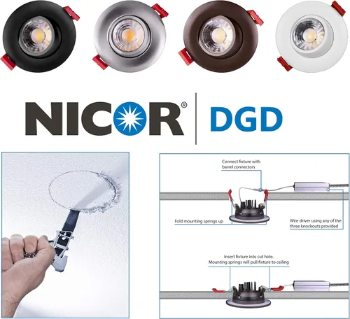 Vista 8 de NICOR Iluminación LED cardán empotrado de 2 pulgadas en níquel, 2700 K (DGD211202KRDNK)