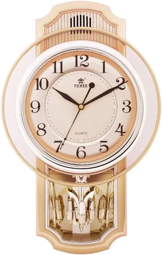 Vista 2 de Reloj de pared de péndulo giratorio, reloj de movimiento de barrido decorativo silencioso con péndulo oscilante, funciona con pilas, para sala