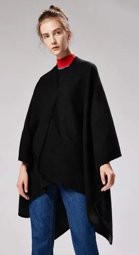 Vista 4 de Hycurey Poncho de cachemira sintética de punto para mujer, talla grande, chal, cárdigans, suéter