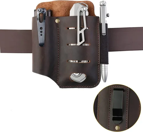 Vista 8 de VIPERADE PJ15 Funda multiherramienta para cinturón, funda de linterna de cuero, organizador de cinturón EDC, organizador de bolsillo EDC de cuero