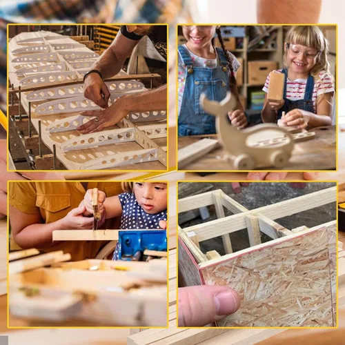 Vista 6 de 222 Piezas Palos de Madera de Balsa, Tiras de Madera Balsa Clavijas Cuadradas de Madera Palos de Madera Dura Sin Terminar para Manualidades