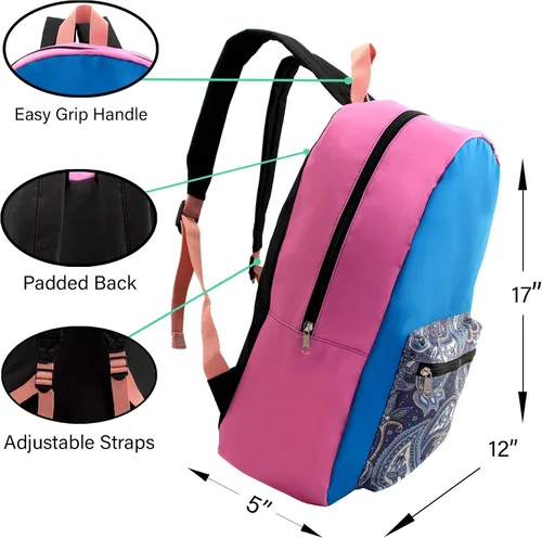 Vista 3 de Mochilas escolares de 17 pulgadas para niños, mochilas a granel para estudiantes de primaria, media y secundaria en varios colores, surtido