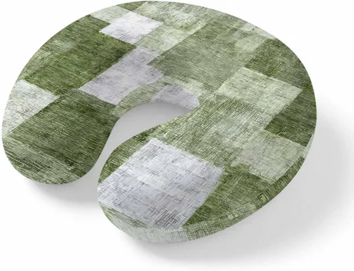 Vista 11 de Travel Pillows U-Shaped Neck Pillow Navy Blue White Ombre Ergonomic Memory Foam Pillow Head Cushion,Abstract Color Block Soft Portable Neck Pillows