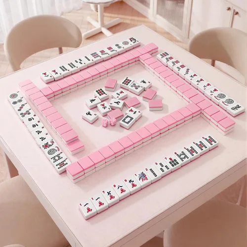 Vista 4 de American Mahjong - Juego de azulejos Mahjong, 166 azulejos rosados