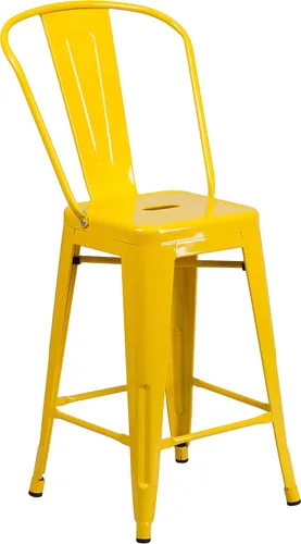 Vista 24 de Taburete de metal de interior y exterior de Flash Furniture, Metal, Plateado