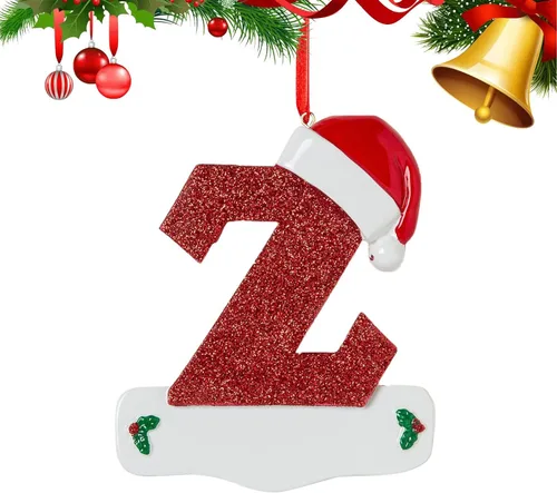 Vista 30 de Adornos de Navidad personalizados de 26 letras, mesa de decoración navideña para interiores (A)