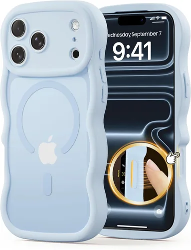 Vista 71 de Magsafe - Funda magnética para iPhone 12 Pro Max, compatible con Magsafe con marco ondulado, translúcido, mate, parte trasera dura, de silicona, a
