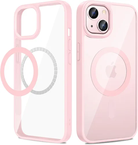 Vista 11 de VEGO Funda para iPhone 13 y iPhone 14, con imanes integrados, parte trasera de policarbonato duro transparente + funda delgada de TPU suave