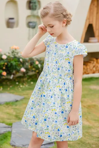 Vista 3 de SMILING PINKER Vestidos de verano para niñas pequeñas, de algodón, sin mangas, mariposa