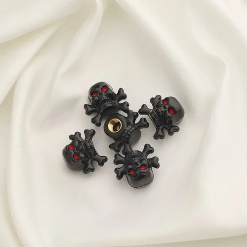 Vista 5 de MYOSPARK 5 piezas de dijes de cabeza de calavera negra Crossbones para amantes