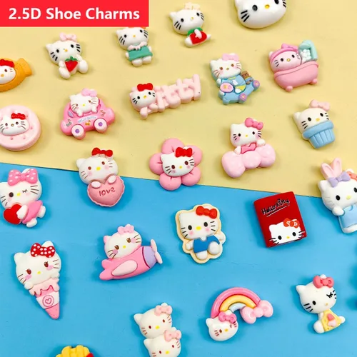 Vista 2 de 28 dijes de resina 2.5D para zapatos, lindos dibujos animados Kawaii animal rosa, decoración de zapatos para niñas y mujeres, regalos de fiesta