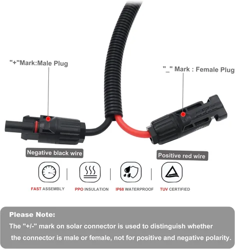 Vista 2 de COMeap Conector de panel solar para Anderson 10AWG, compatible con MC-4 a 50A/600 V Anderson Cable de extensión de carga para generador solar